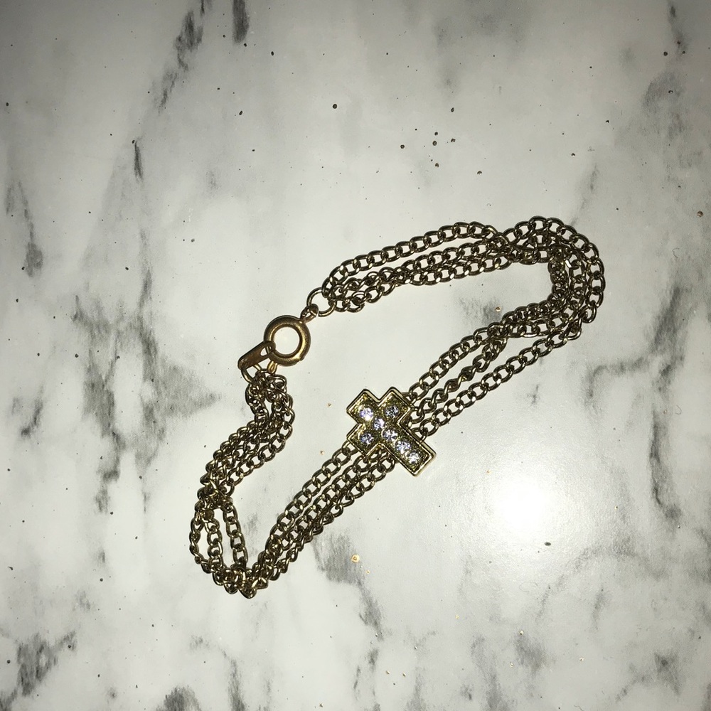 Rhinestone cross bracelet